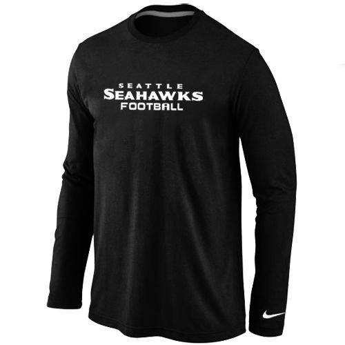 Nike Seattle Seahawks Authentic Font Long Sleeve NFL T-Shirt - Black